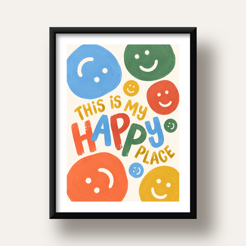 This Is My Happy Place — siyah derin çerçeveli paspartulu