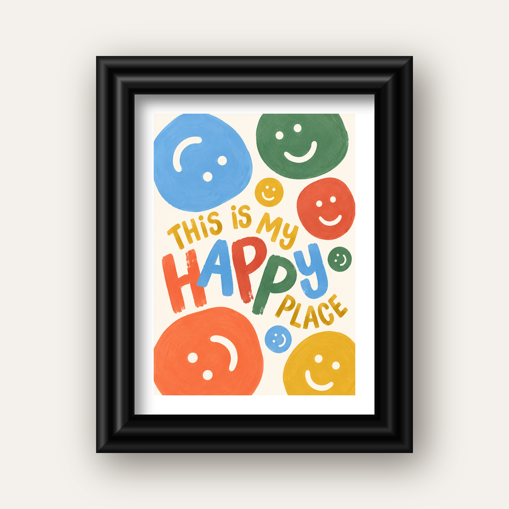 This Is My Happy Place — siyah galeri çerçeveli paspartulu
