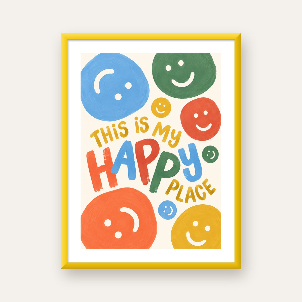 This Is My Happy Place — sarı çerçeveli paspartulu