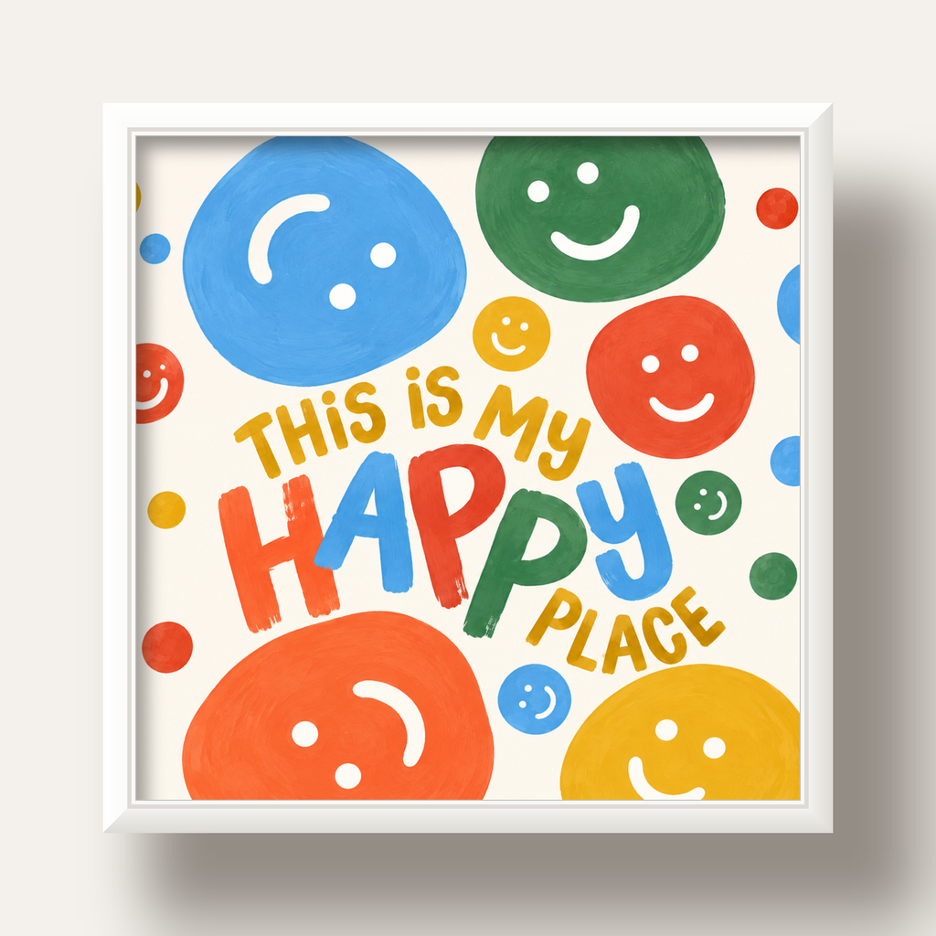 This Is My Happy Place — beyaz derin çerçeveli