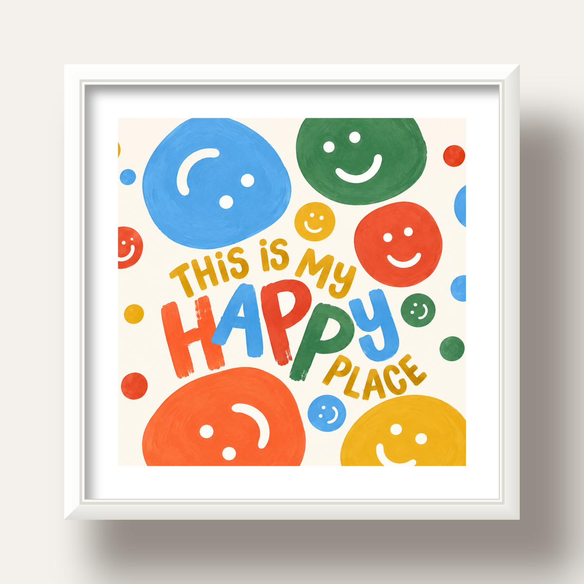 This Is My Happy Place — beyaz derin çerçeveli paspartulu