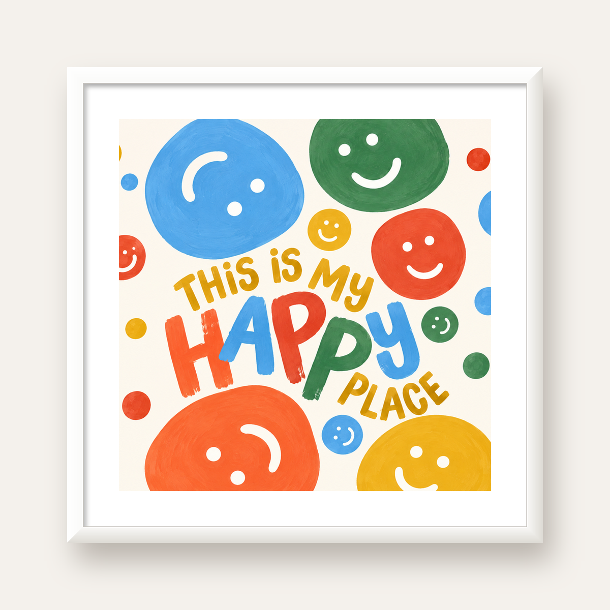 This Is My Happy Place — beyaz çerçeveli kare poster