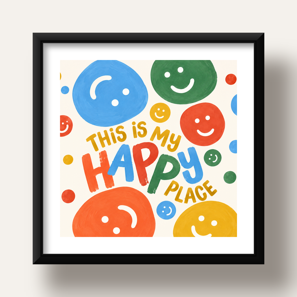 This Is My Happy Place — siyah derin çerçeveli paspartulu