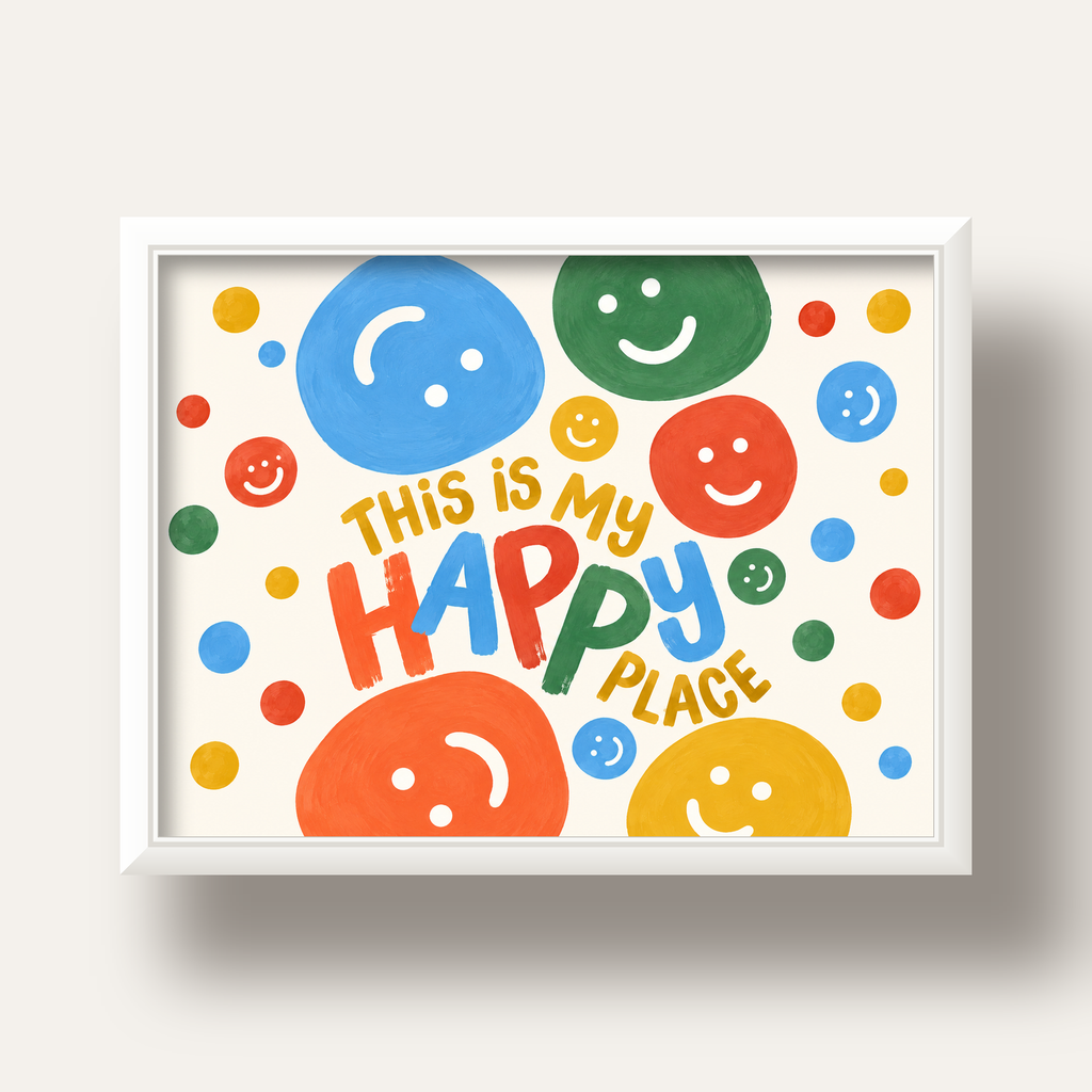 This Is My Happy Place — beyaz derin çerçeveli