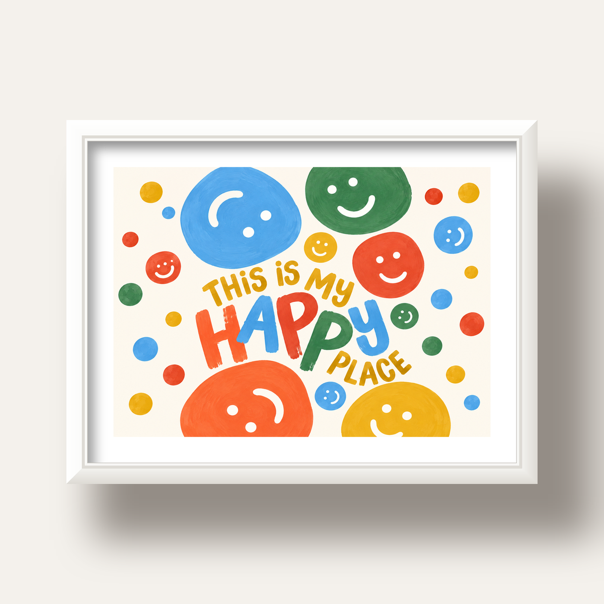This Is My Happy Place — beyaz derin çerçeveli paspartulu