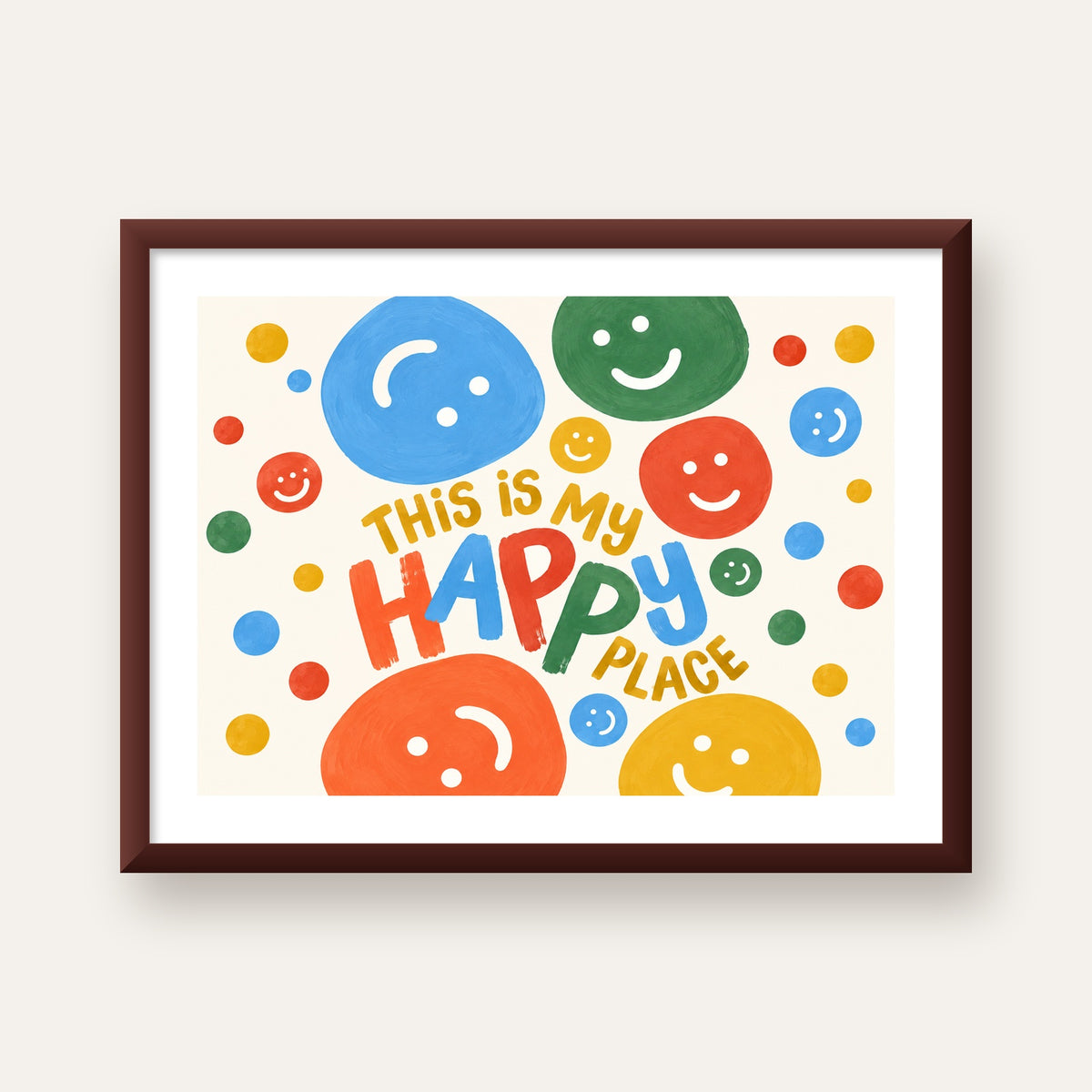 This Is My Happy Place — ceviz çerçeveli paspartulu