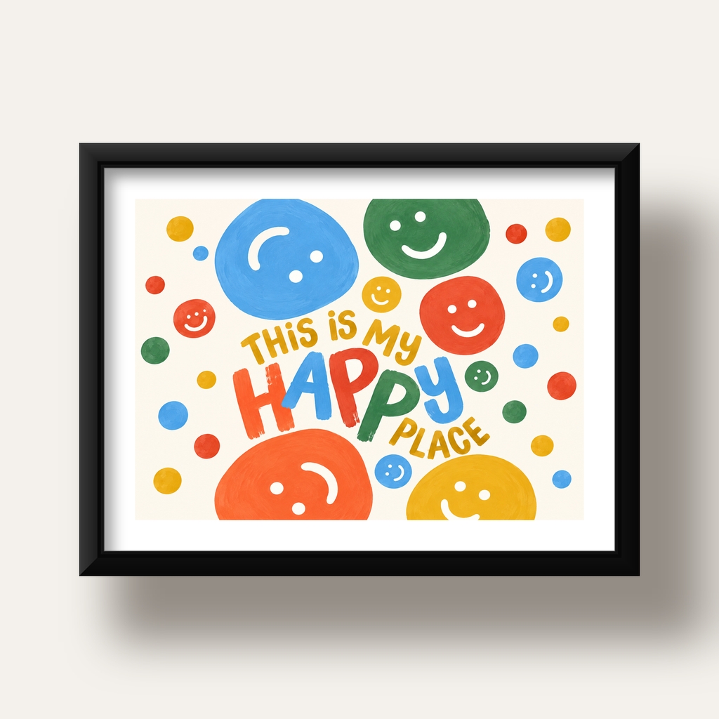This Is My Happy Place — siyah derin çerçeveli paspartulu