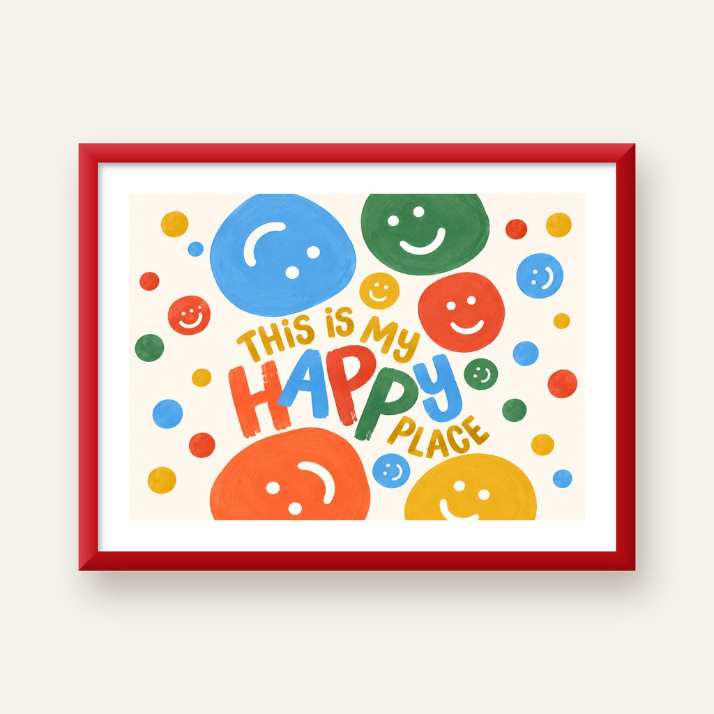 This Is My Happy Place — kırmızı çerçeveli paspartulu
