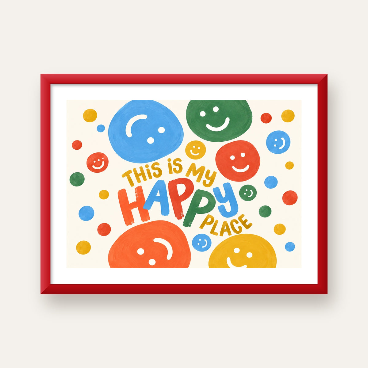This Is My Happy Place — kırmızı çerçeveli paspartulu