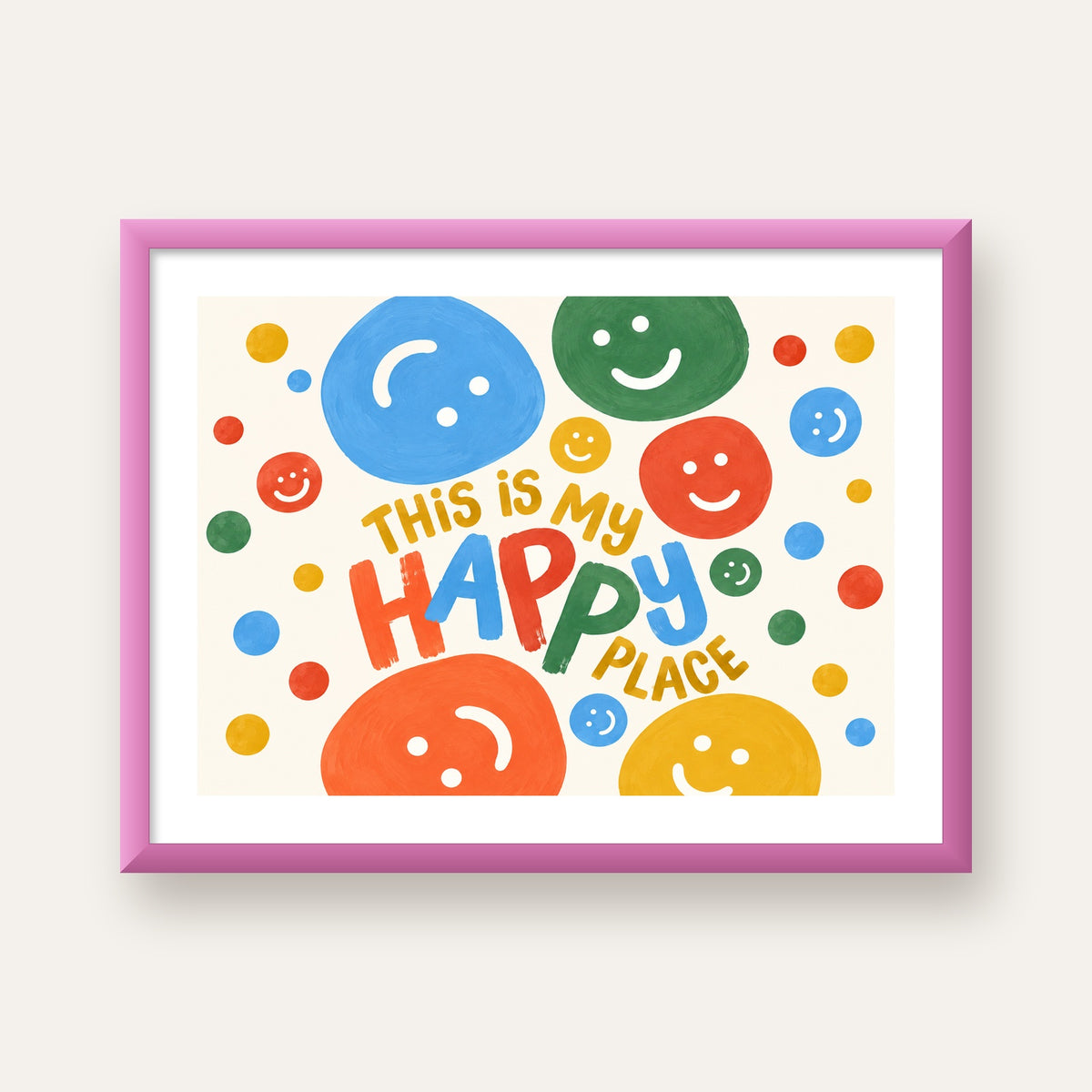 This Is My Happy Place — pembe çerçeveli paspartulu