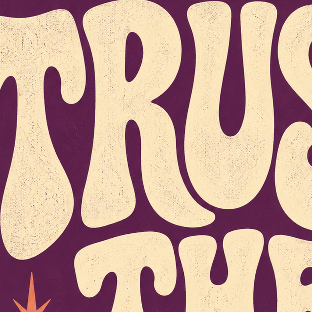 Retro Tipografi Motivasyon Posteri - Trust The Process — baskının yakın çekimi, kâğıt dokusu ve renk detayı