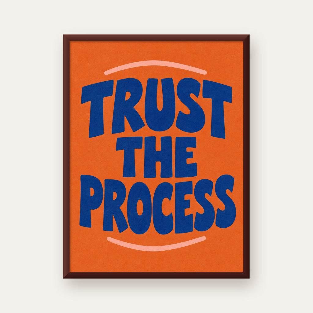 Trust The Process Poster – Motive Edici Tipografi Duvar Dekoru — ceviz çerçeveli