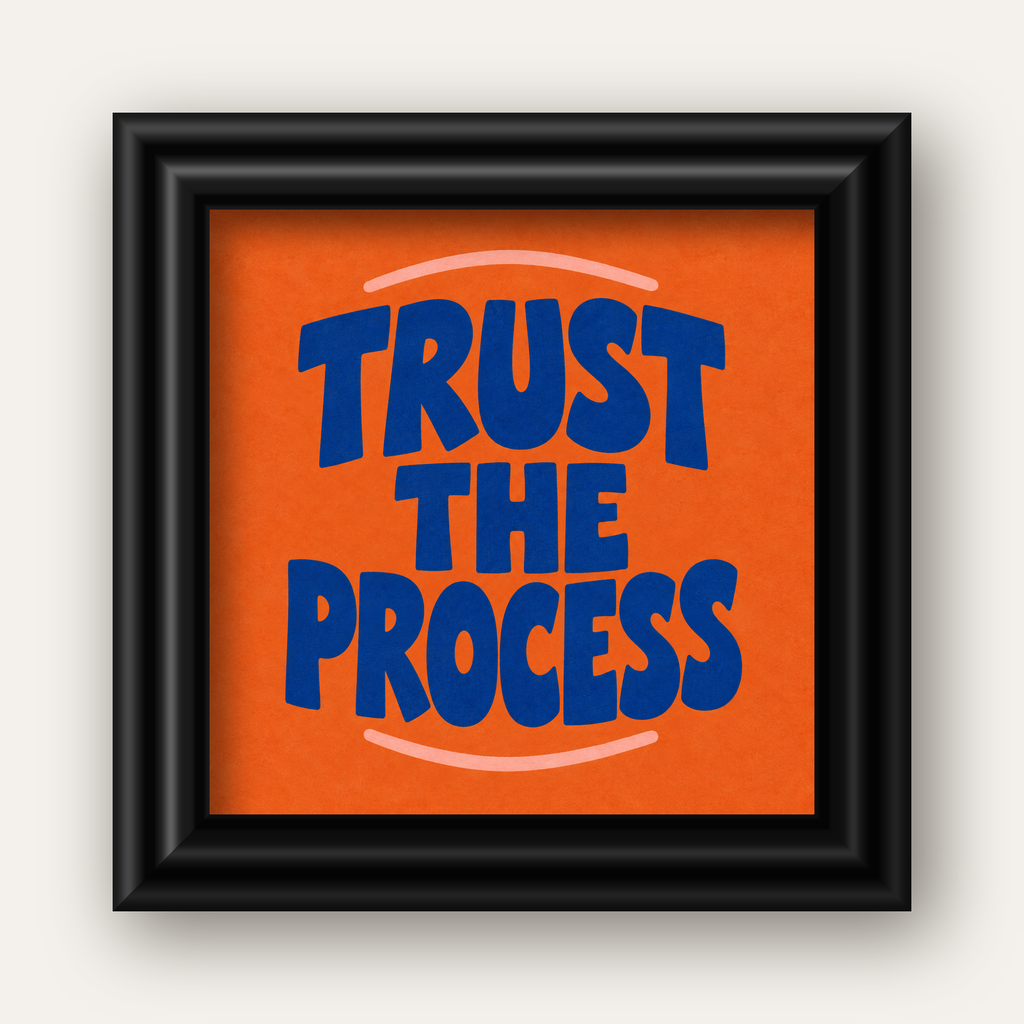 Trust The Process Poster – Motive Edici Tipografi Duvar Dekoru — siyah galeri çerçeveli