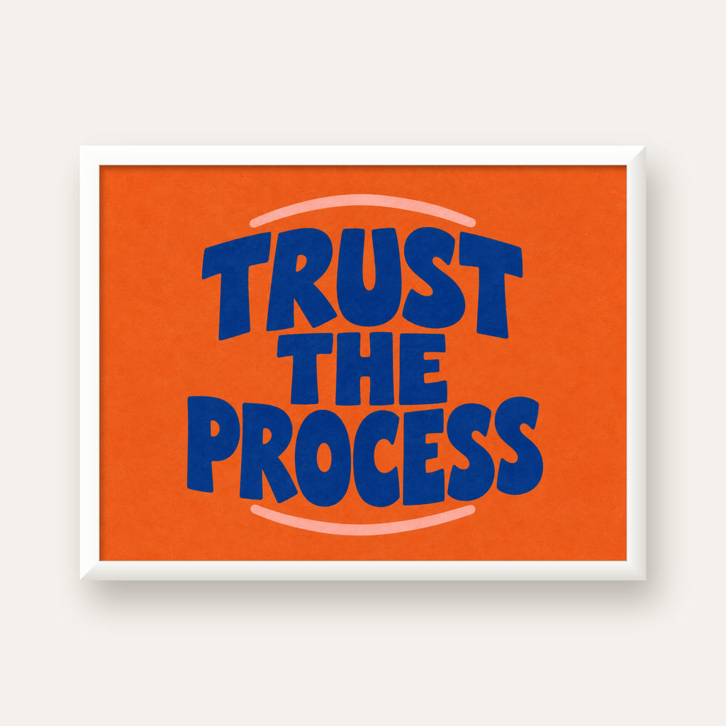 Trust The Process Poster – Motive Edici Tipografi Duvar Dekoru — beyaz çerçeveli yatay poster