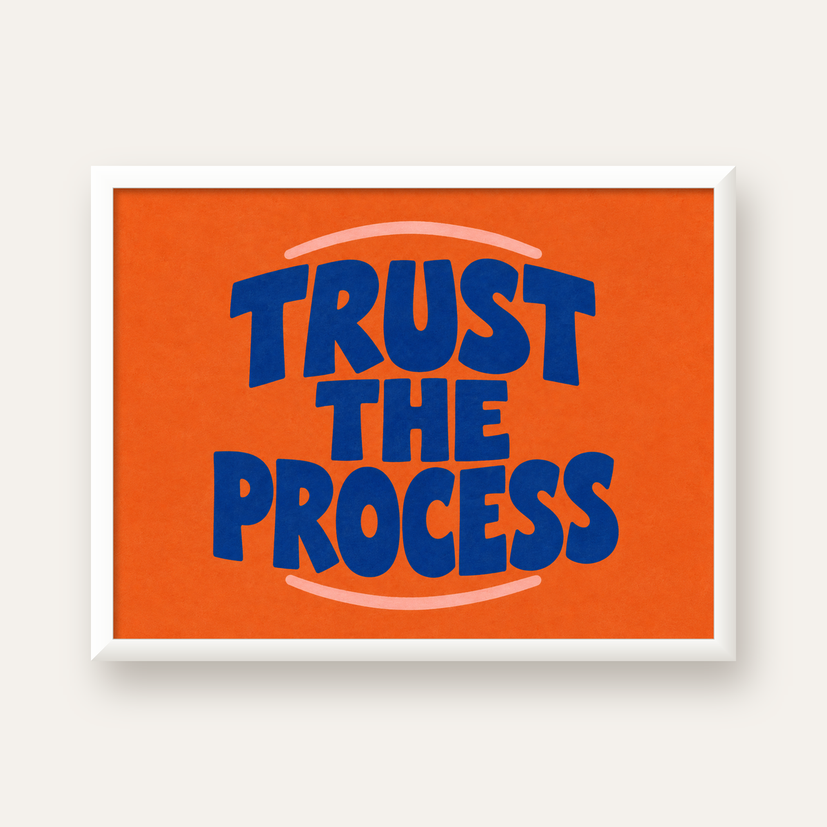Trust The Process Poster – Motive Edici Tipografi Duvar Dekoru — beyaz çerçeveli yatay poster
