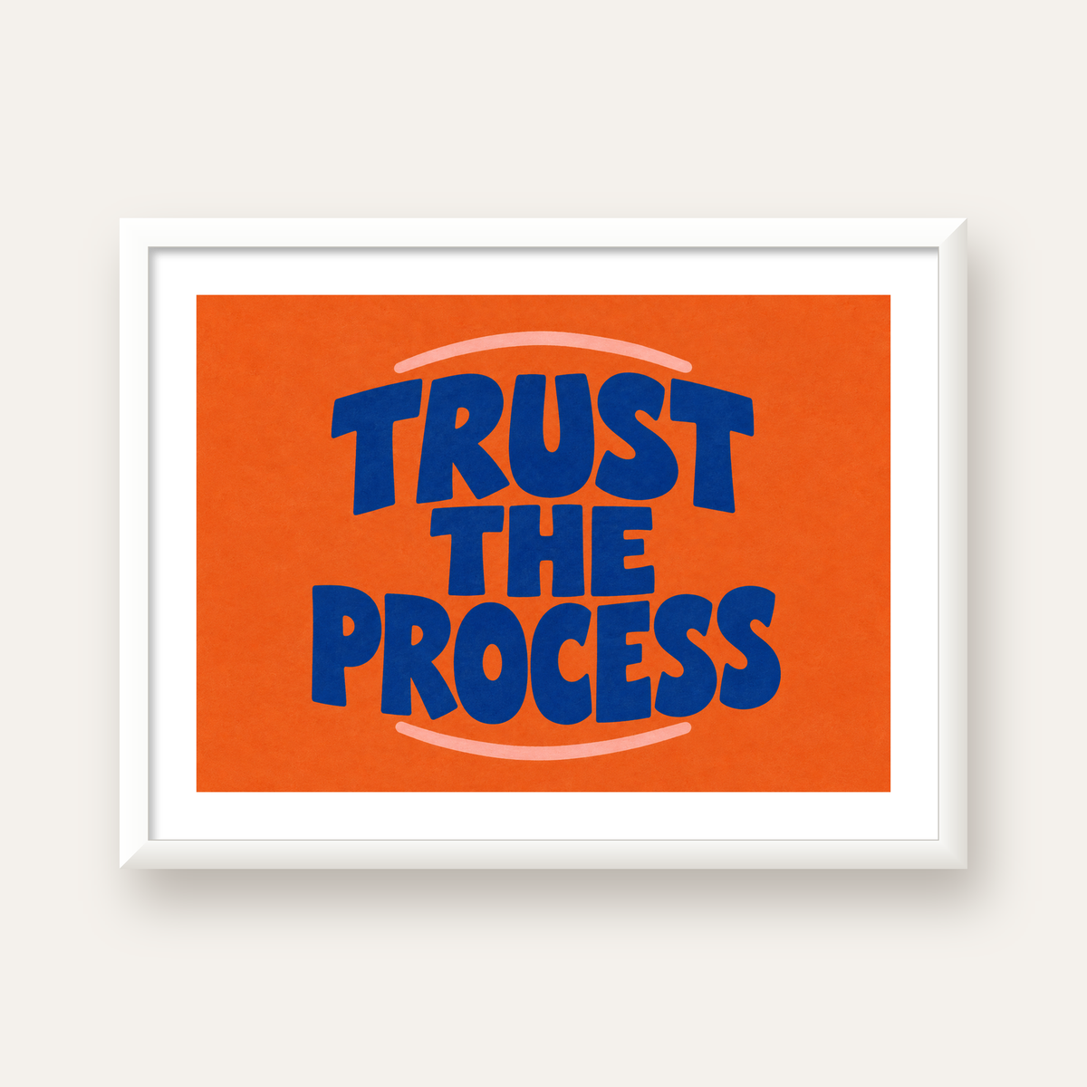 Trust The Process Poster – Motive Edici Tipografi Duvar Dekoru — beyaz çerçeveli yatay poster
