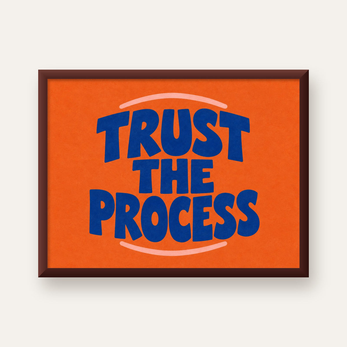 Trust The Process Poster – Motive Edici Tipografi Duvar Dekoru — ceviz çerçeveli