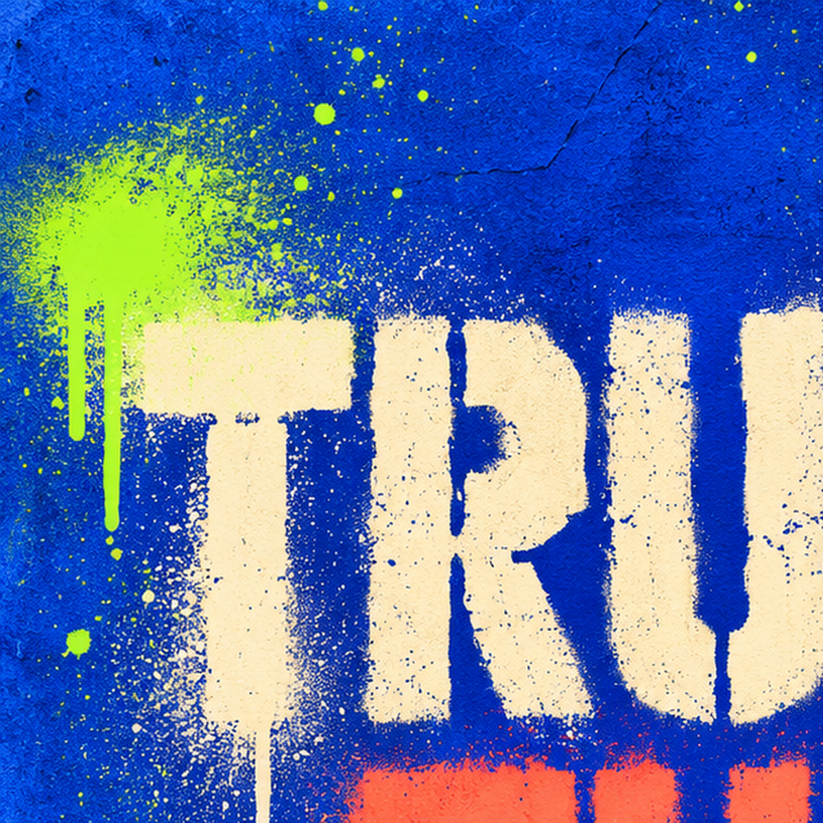 TRUST THE PROCESS Sözlü Graffiti Poster – Motive Edici Duvar Sanatı — baskının yakın çekimi, kâğıt dokusu ve renk detayı