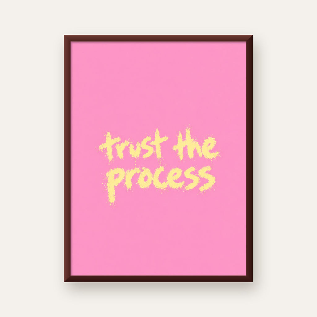 Trust The Process İlham Verici Modern Duvar Posteri — ceviz çerçeveli