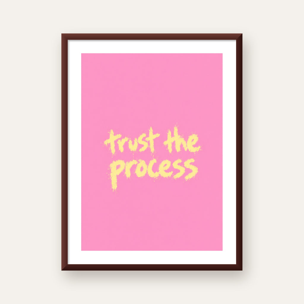 Trust The Process İlham Verici Modern Duvar Posteri — ceviz çerçeveli paspartulu
