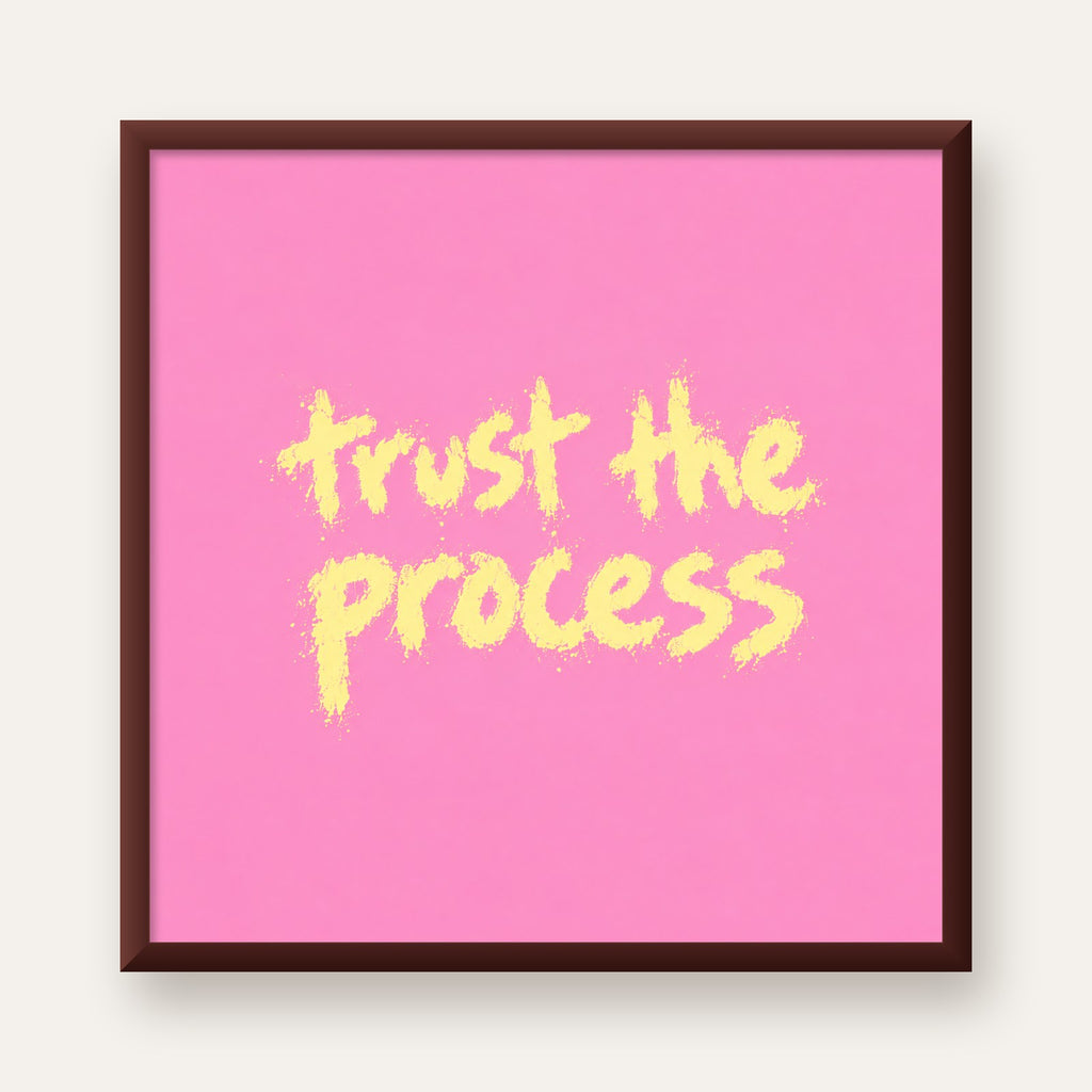 Trust The Process İlham Verici Modern Duvar Posteri — ceviz çerçeveli