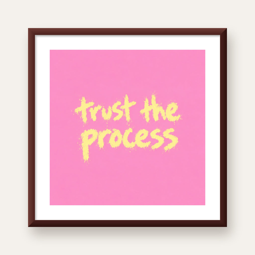 Trust The Process İlham Verici Modern Duvar Posteri — ceviz çerçeveli paspartulu