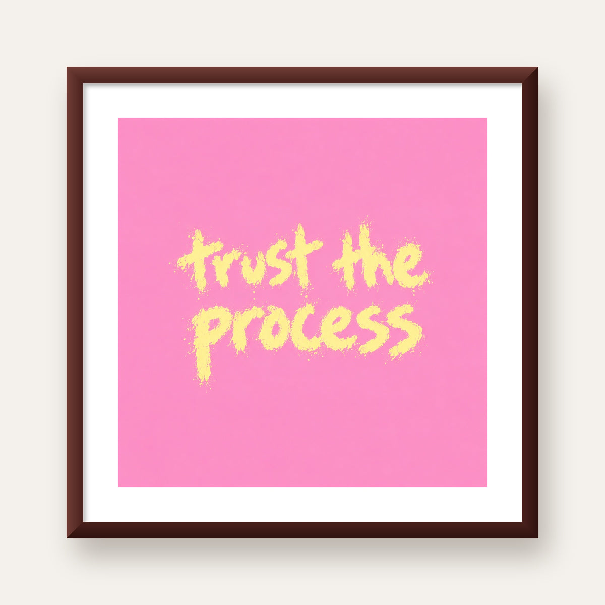 Trust The Process İlham Verici Modern Duvar Posteri — ceviz çerçeveli paspartulu