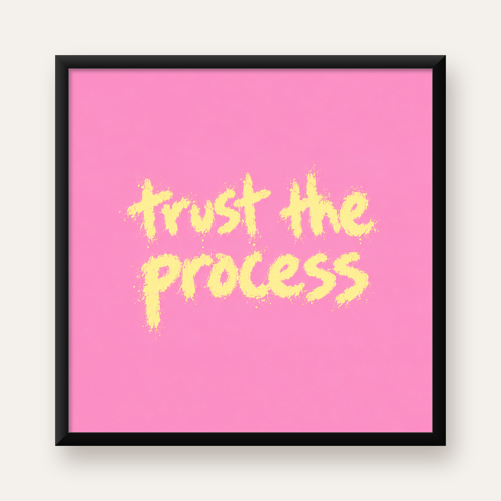Trust The Process İlham Verici Modern Duvar Posteri — Kare baskı, düz siyah çerçeveli duvar posteri