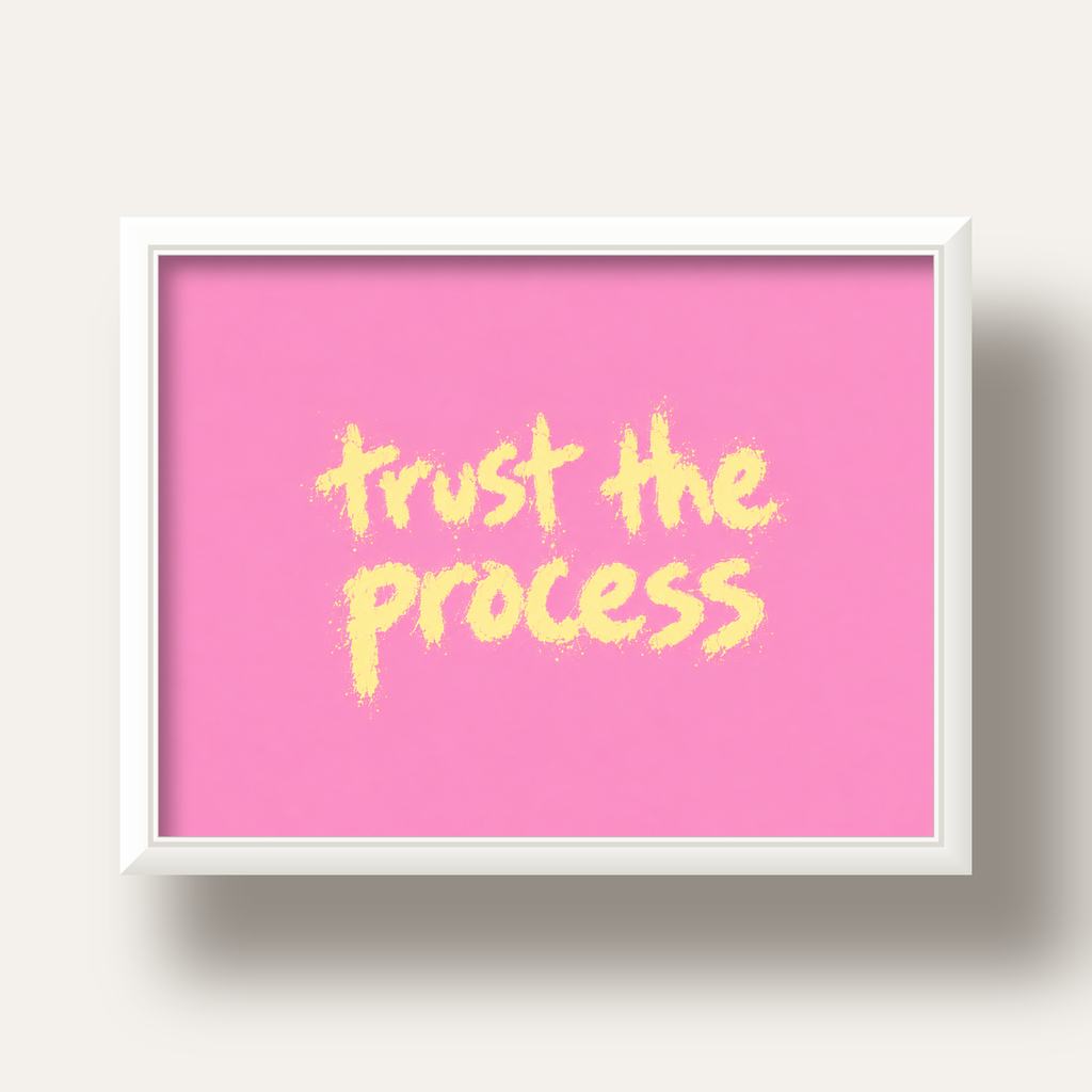Trust The Process İlham Verici Modern Duvar Posteri — beyaz derin çerçeveli