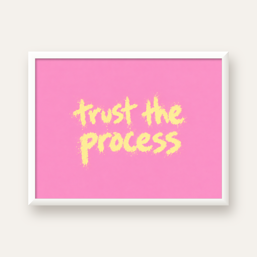 Trust The Process İlham Verici Modern Duvar Posteri — beyaz çerçeveli yatay poster