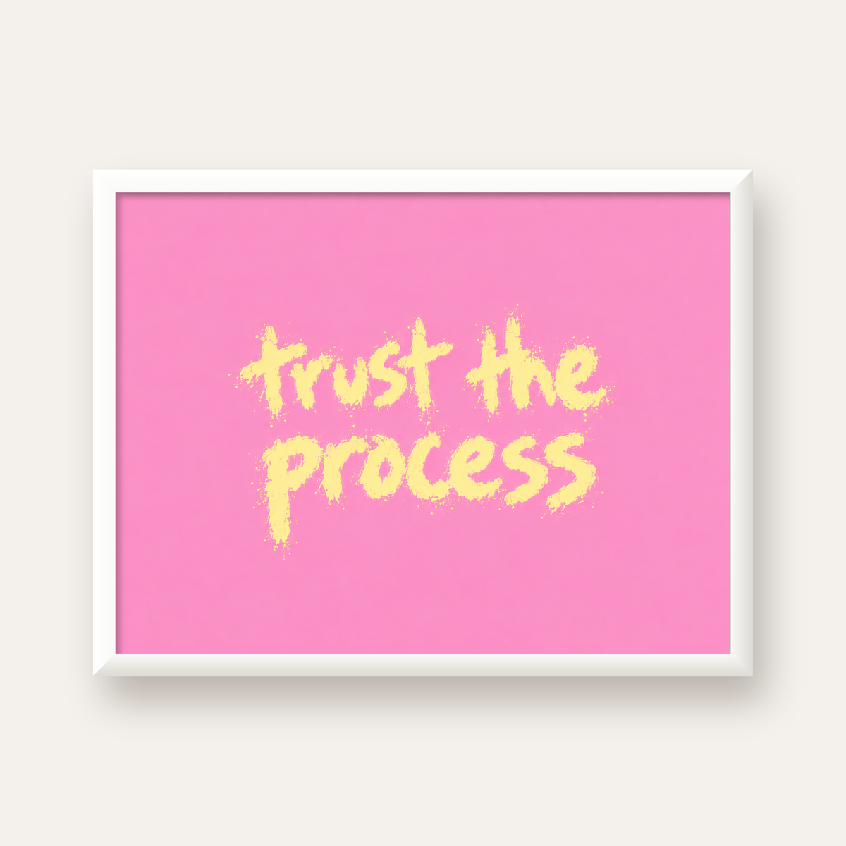 Trust The Process İlham Verici Modern Duvar Posteri — beyaz çerçeveli yatay poster
