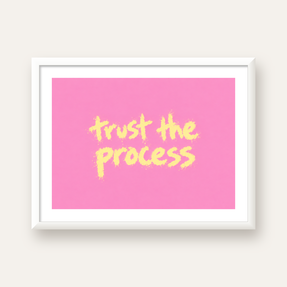 Trust The Process İlham Verici Modern Duvar Posteri — beyaz çerçeveli yatay poster