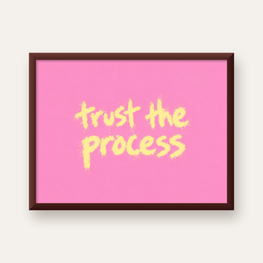 Trust The Process İlham Verici Modern Duvar Posteri — ceviz çerçeveli