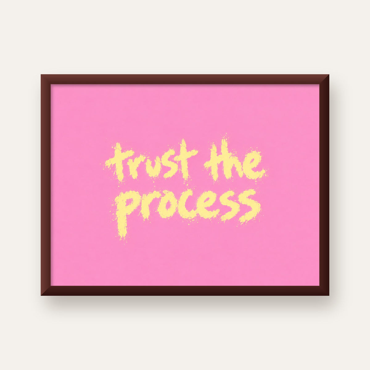 Trust The Process İlham Verici Modern Duvar Posteri — ceviz çerçeveli