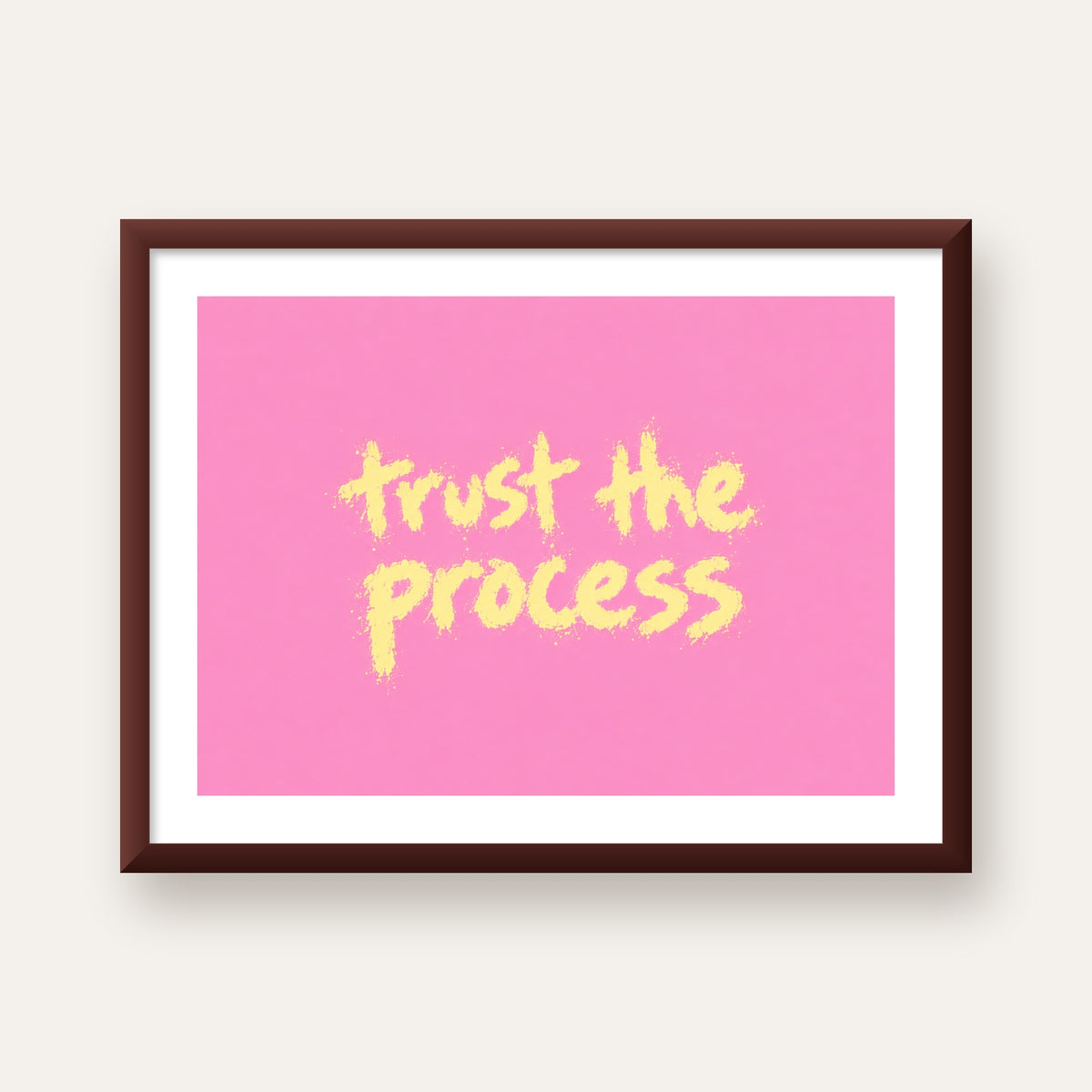 Trust The Process İlham Verici Modern Duvar Posteri — ceviz çerçeveli paspartulu