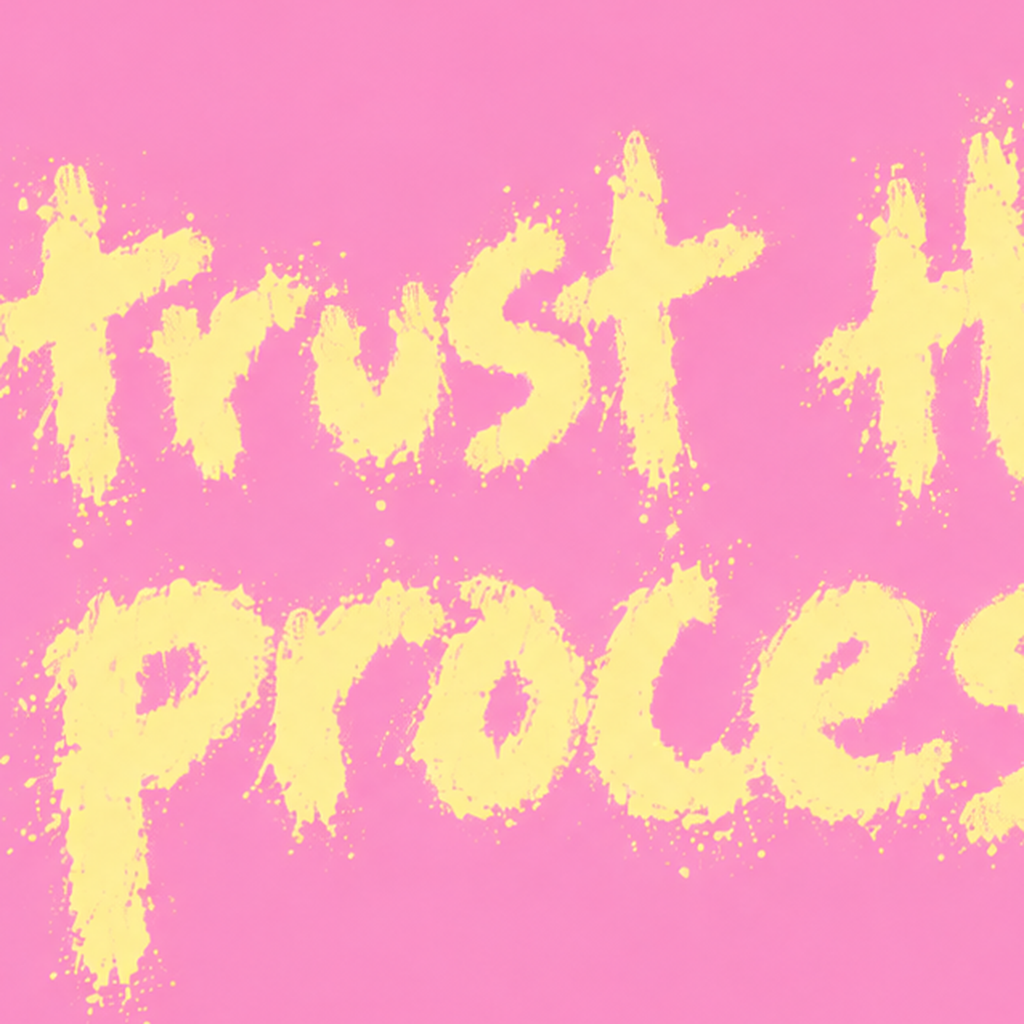 Trust The Process İlham Verici Modern Duvar Posteri — baskının yakın çekimi, kâğıt dokusu ve renk detayı