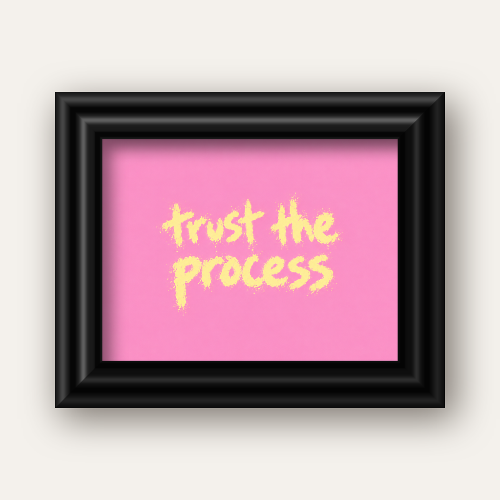 Trust The Process İlham Verici Modern Duvar Posteri — siyah galeri çerçeveli