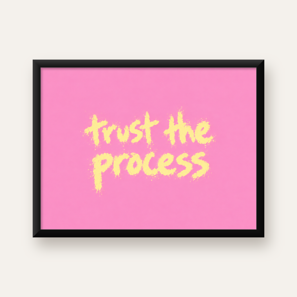 Trust The Process İlham Verici Modern Duvar Posteri — Yatay baskı, düz siyah çerçeveli duvar posteri