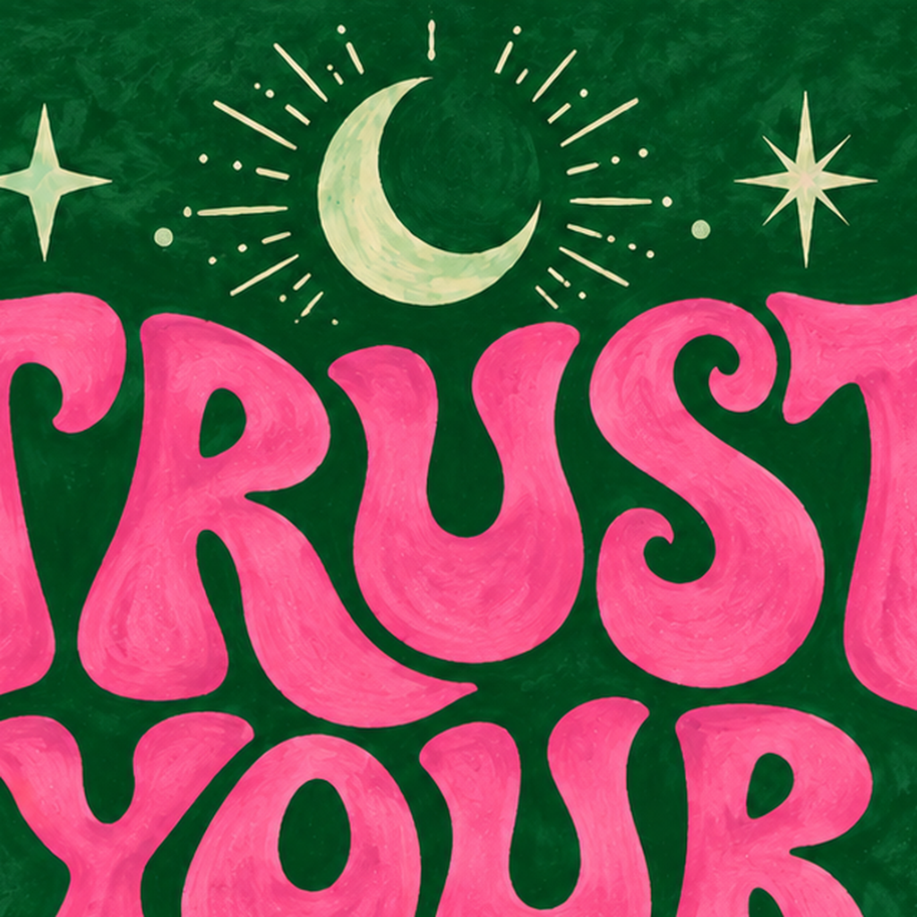 Trust Your Magic Poster – Büyülü Tipografi Sanat Baskısı — baskının yakın çekimi, kâğıt dokusu ve renk detayı