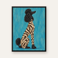 Zebra Desenli Kaniş Köpeği Dijital Sanat Poster — Dikey baskı, düz siyah çerçeveli duvar posteri