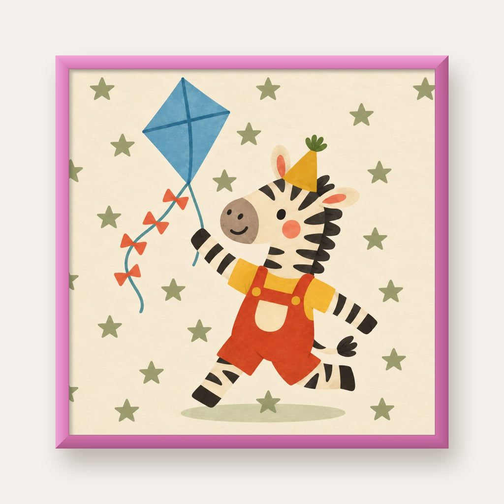 Uçurtmalı Zebra — pembe çerçeveli