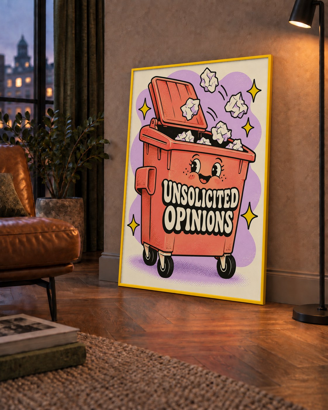 Unsolicited Opinions — Konteyner — çerçeveli hâliyle bir ev duvarında