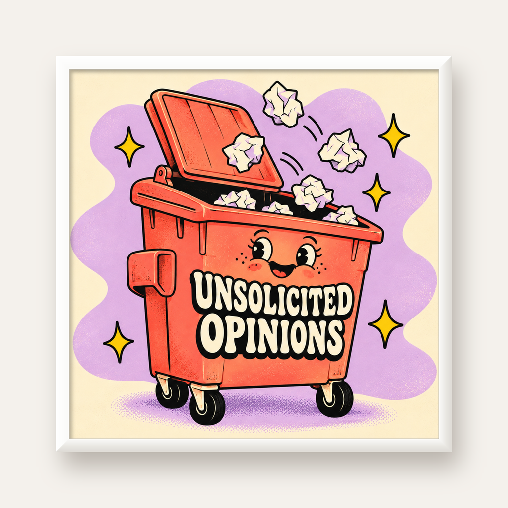 Unsolicited Opinions — Konteyner — beyaz çerçeveli kare poster