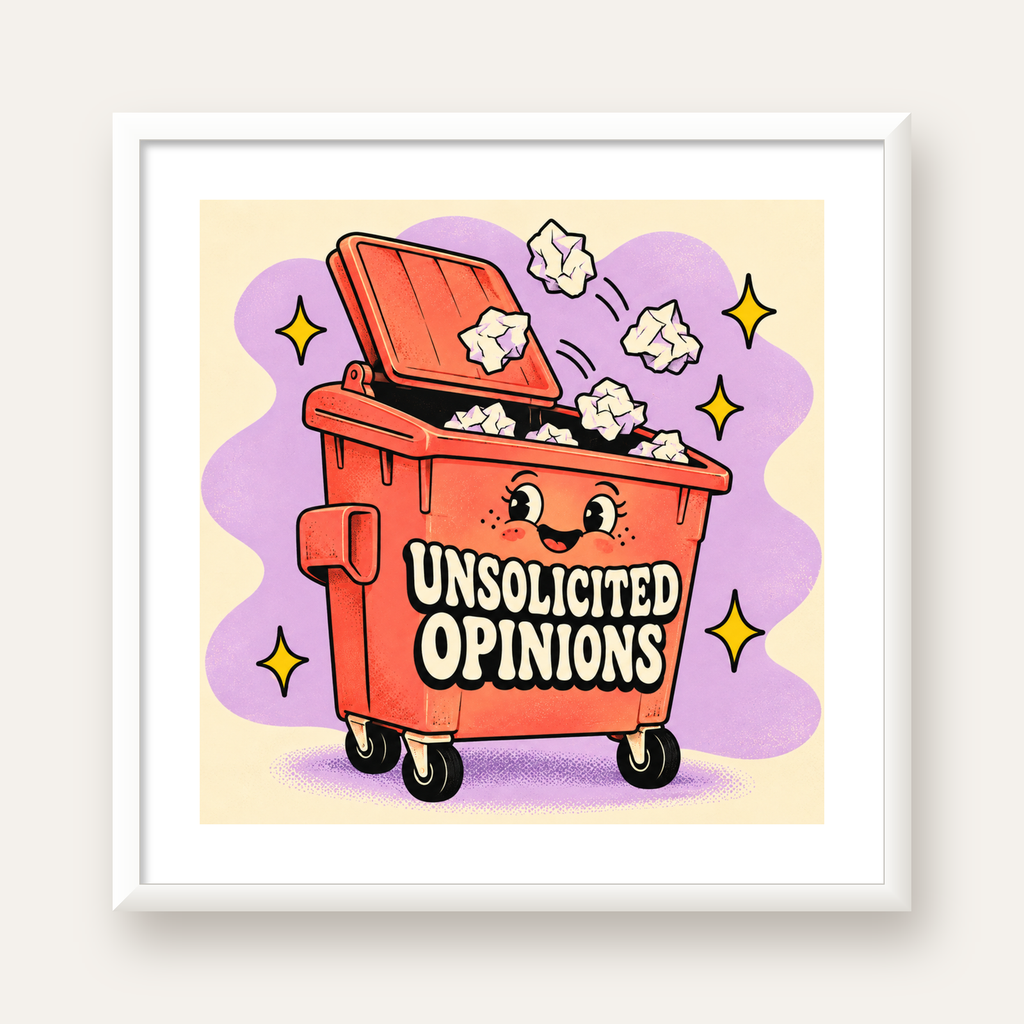 Unsolicited Opinions — Konteyner — beyaz çerçeveli kare poster