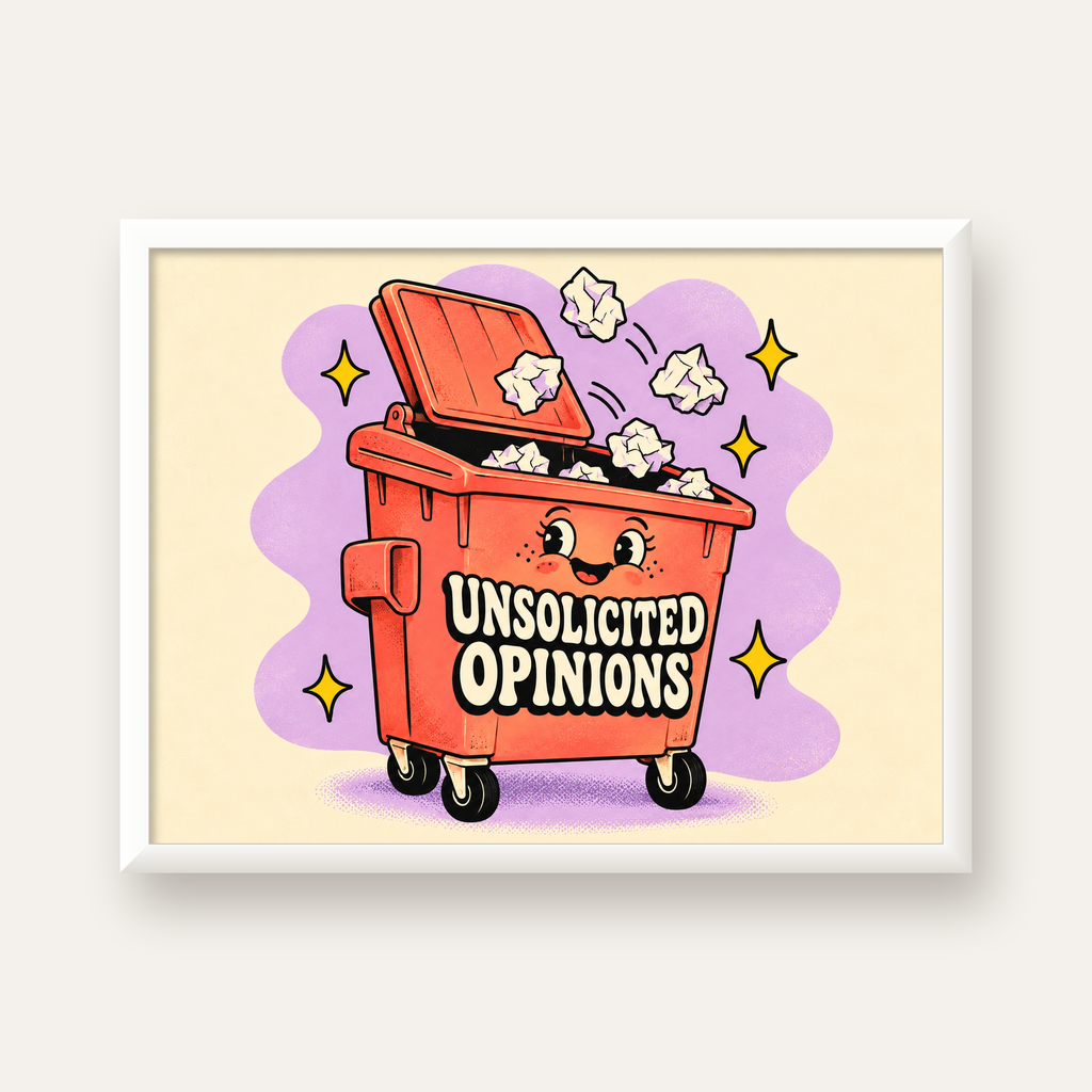 Unsolicited Opinions — Konteyner — beyaz çerçeveli yatay poster