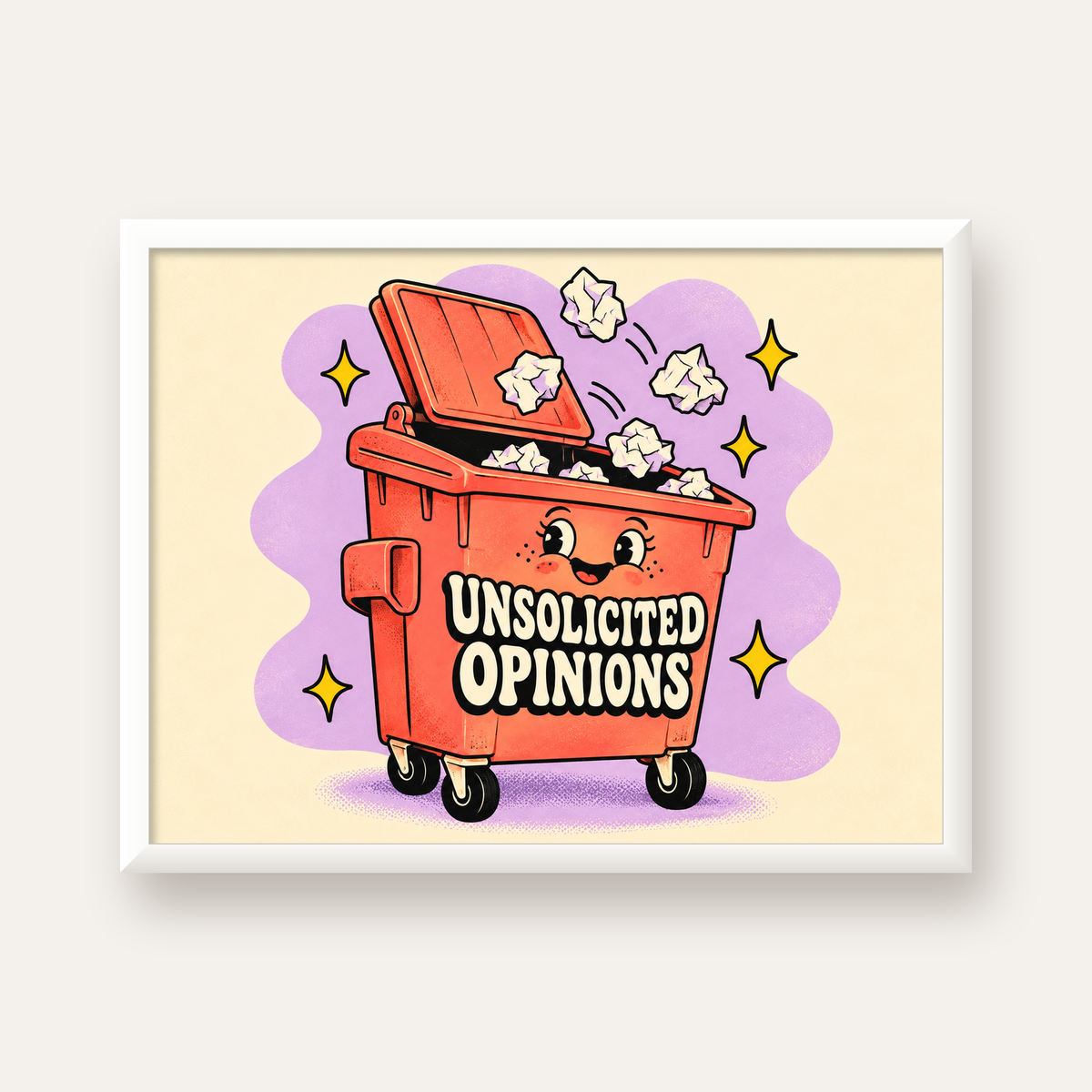 Unsolicited Opinions — Konteyner — beyaz çerçeveli yatay poster