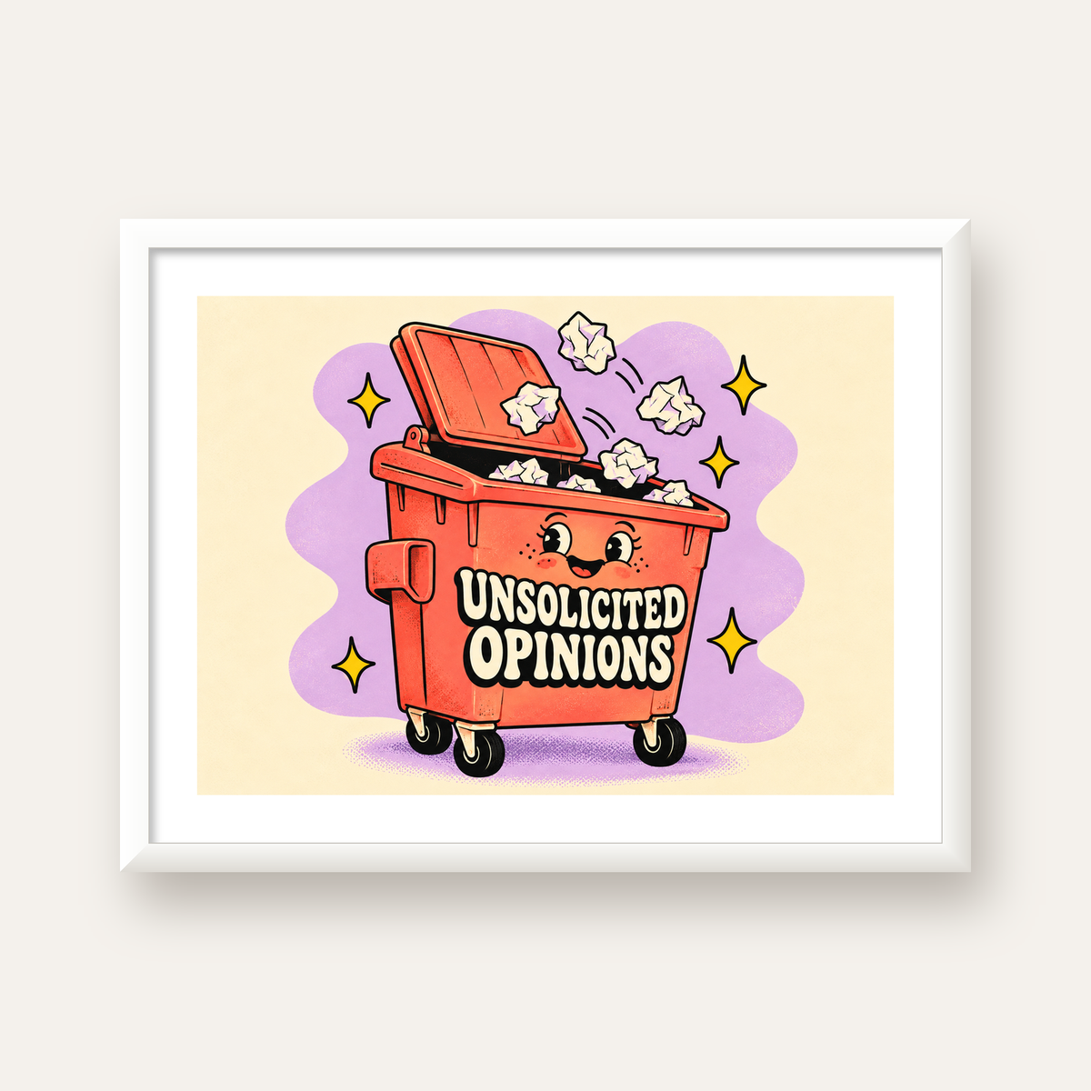 Unsolicited Opinions — Konteyner — beyaz çerçeveli yatay poster
