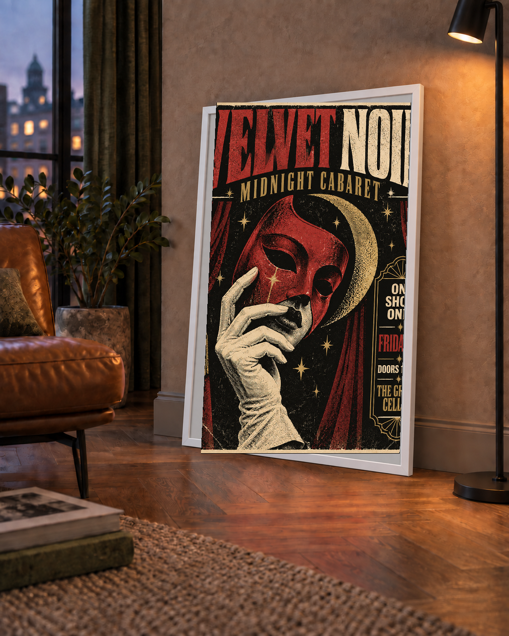 Gece Kabare Maskesi Vintage Poster – Retro Sanat Baskısı