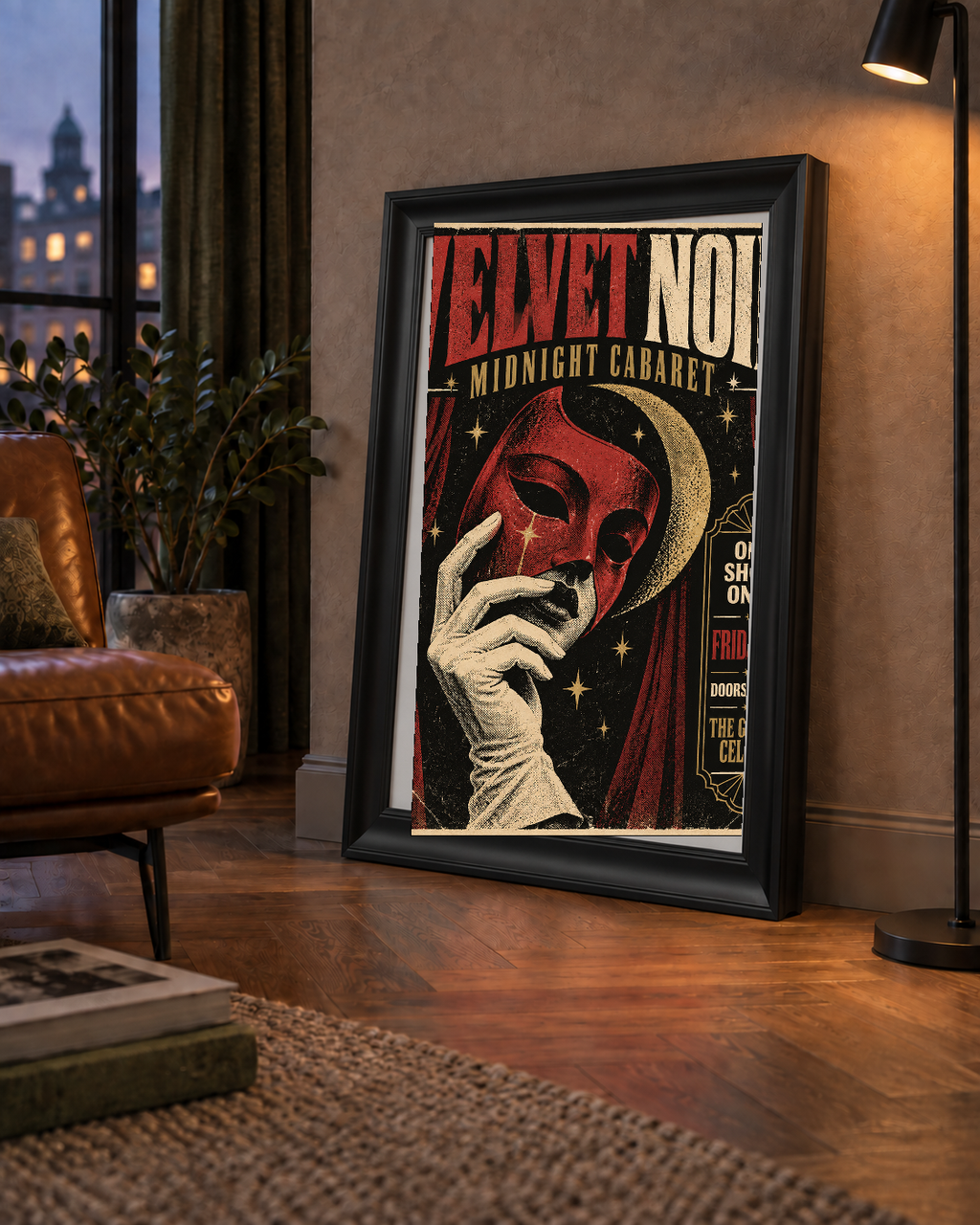 Gece Kabare Maskesi Vintage Poster – Retro Sanat Baskısı