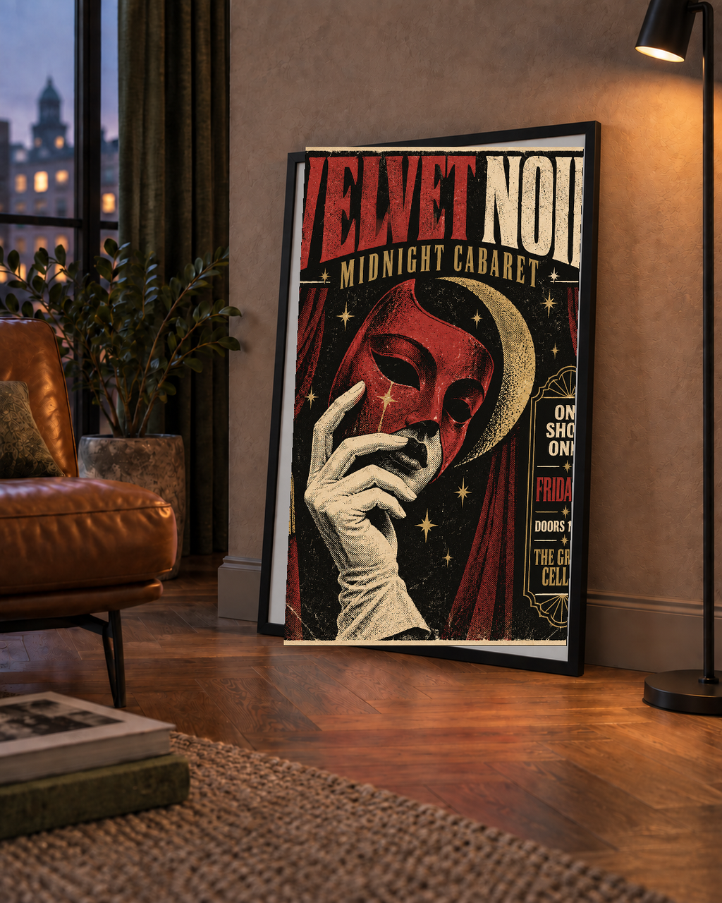 Gece Kabare Maskesi Vintage Poster – Retro Sanat Baskısı